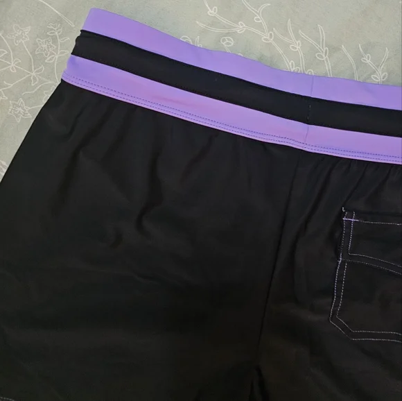 Free Country Black and Lavender Swim Shorts - Picture 8 of 13
